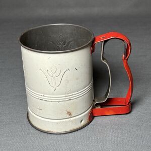 Vintage Androck Hand-i-Sift Flour Sifter White & Red Rustic Decorative Cottage